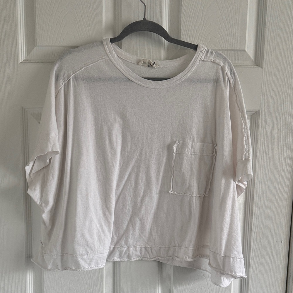 Neutral White Crop Pocket Tee